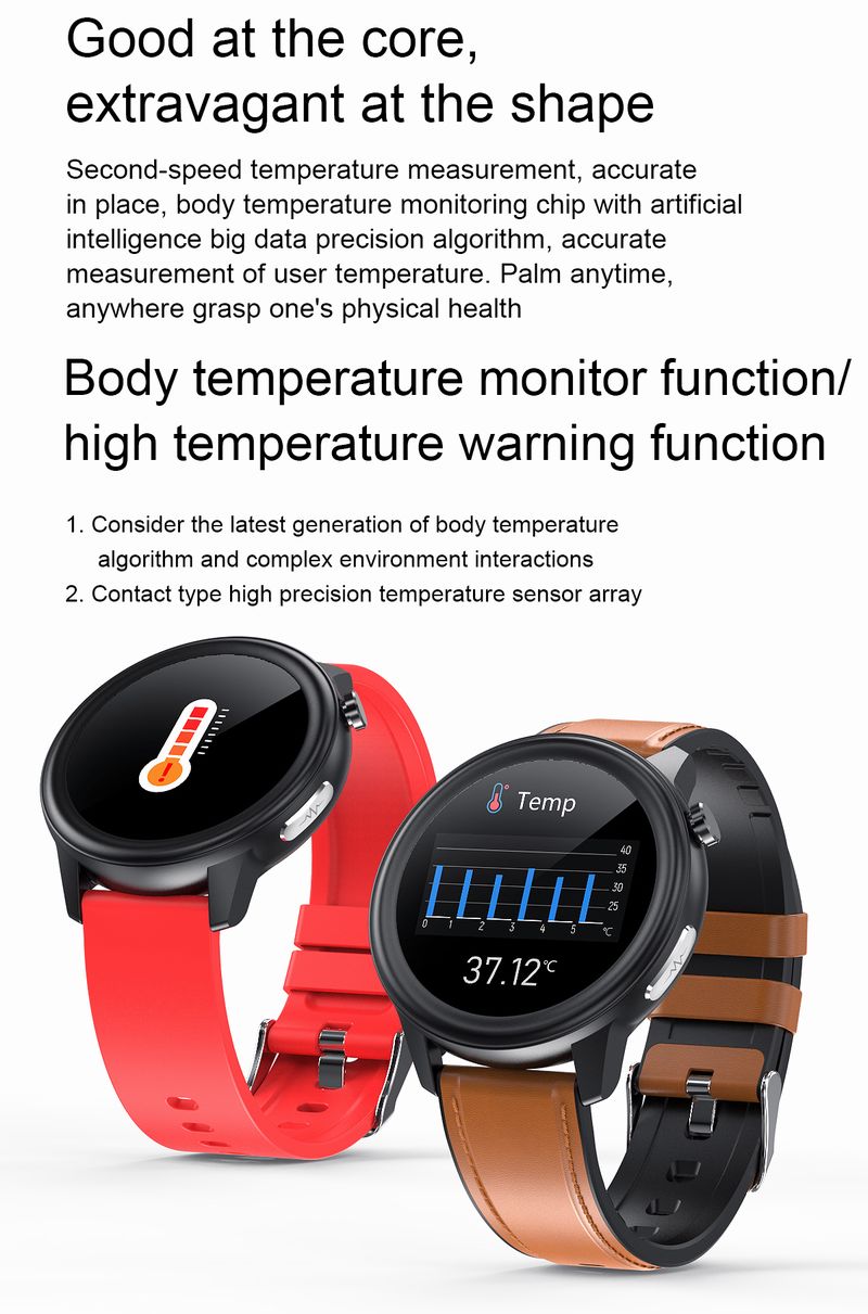 E80 Temperature SPO2 ECG Smart Watch